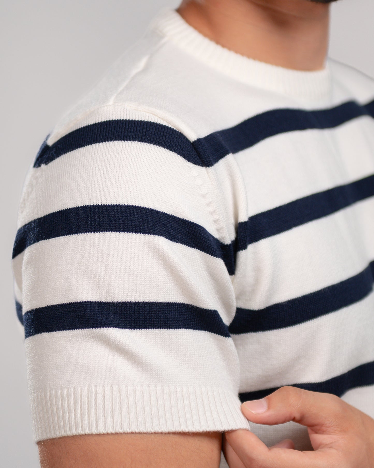 Stripe knit T-shirt
