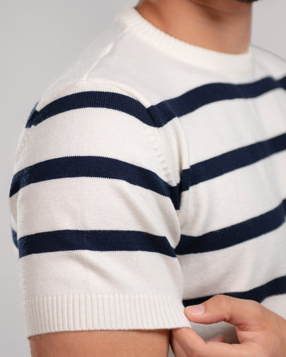 Stripe knit T-shirt