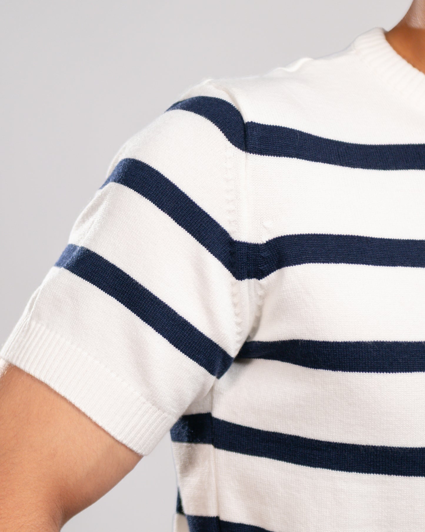 Stripe knit T-shirt