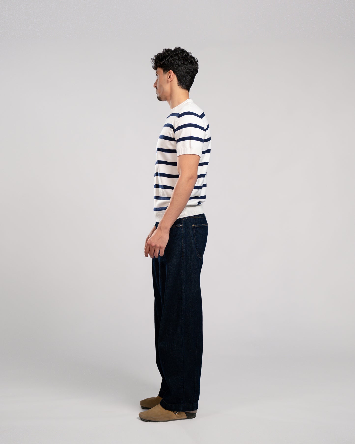 Stripe knit T-shirt