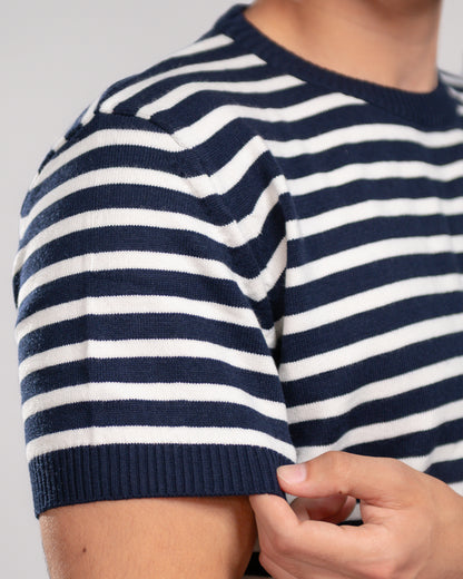 Stripe knit T-shirt