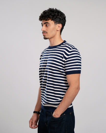 Stripe knit T-shirt