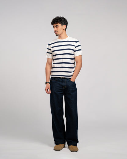 Stripe knit T-shirt