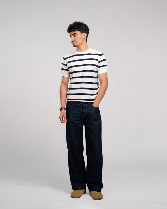 Stripe knit T-shirt